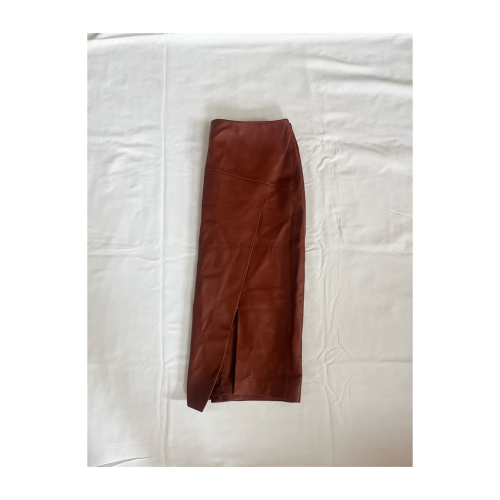 White House Black Market Brown Faux Leather Pencil Skirt